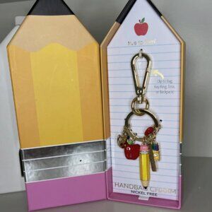 True to Form Teacher Handbag Charm/Keychain – Pencil Apple Ruler Crayons (New)